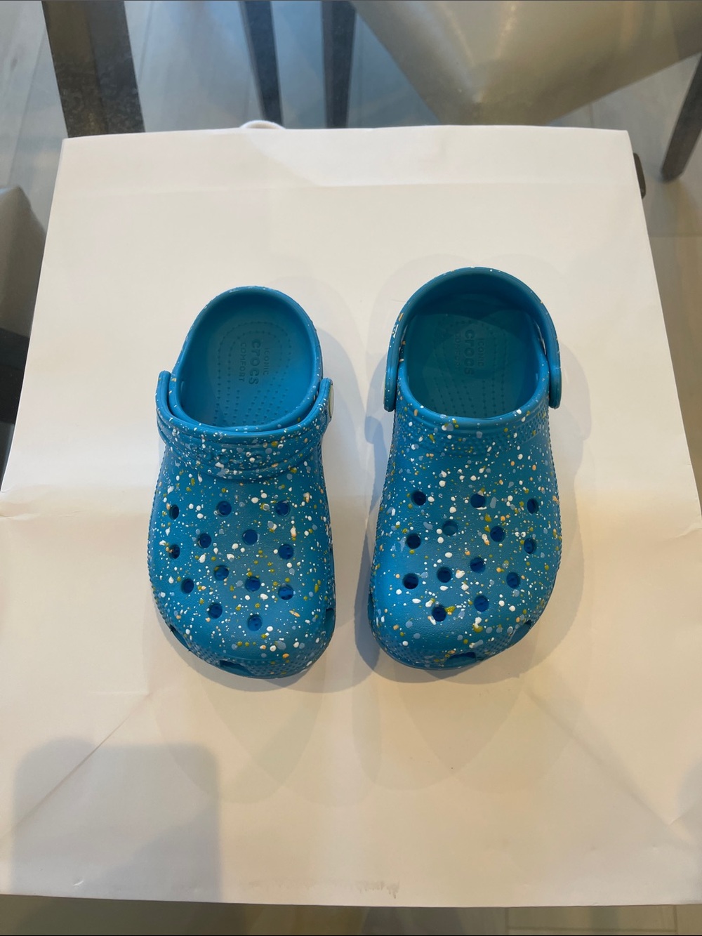 CROCS Kids Teal Blue Paint-Splatter Clogs